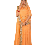 Creamy Peach Kundan Work Rajputi Poshak | Zardozi & Kundan Work on Bamber Satin | Jaipurio Royal Collection